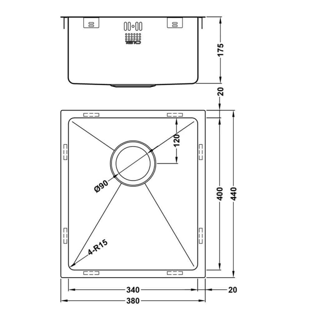 The 1810 Company Zenduo15 340U 1 Bowl Undermount Kitchen Sink & Waste