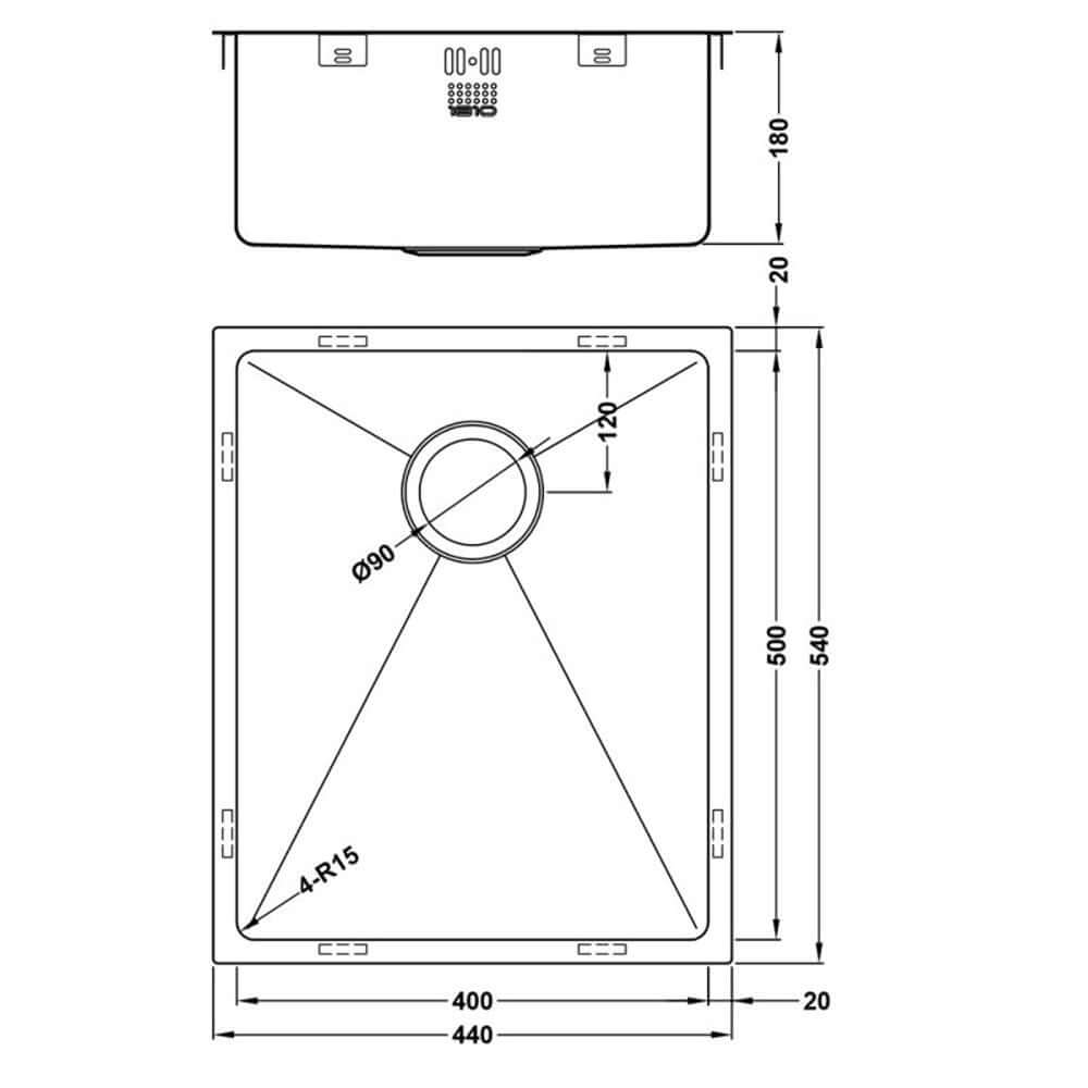 The 1810 Company Zenduo15 500U OSW 1.0 Bowl Undermount Kitchen Sink & Waste