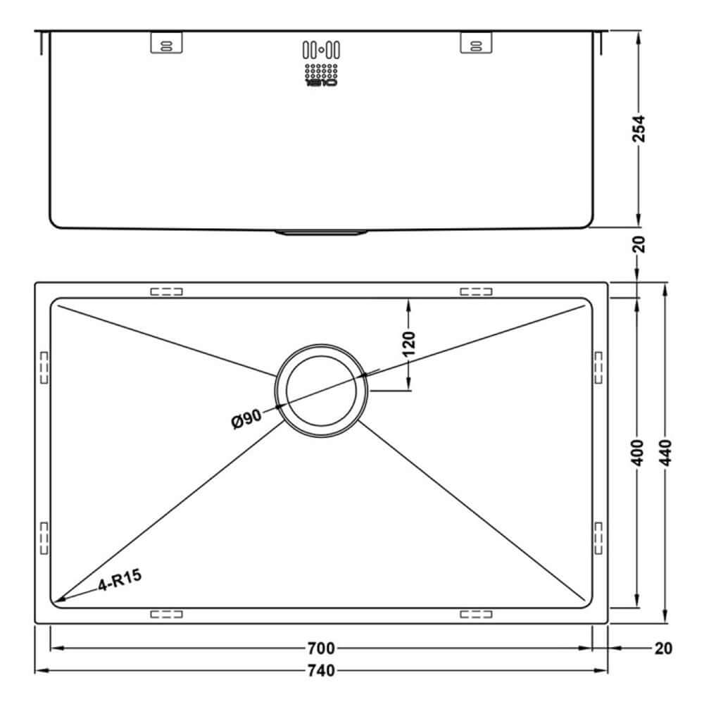 The 1810 Company Zenduo15 700U DEEP 1.0 Bowl Undermount Kitchen Sink & Waste