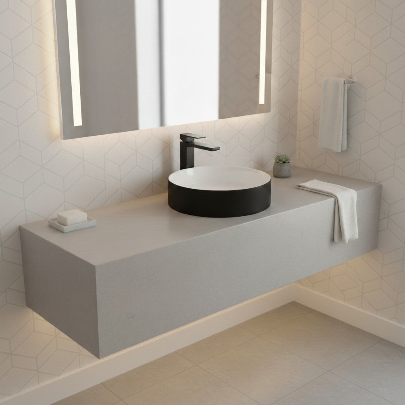 Astini Orca 400 Black/White Round Countertop Basin
