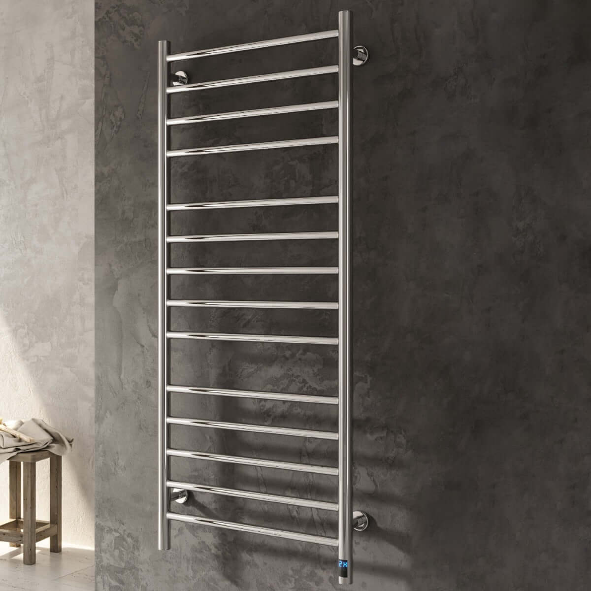 Reina Arnage Stainless Steel Wall Mounted Heated Towel Rail Radiator Brushed Gun Metal