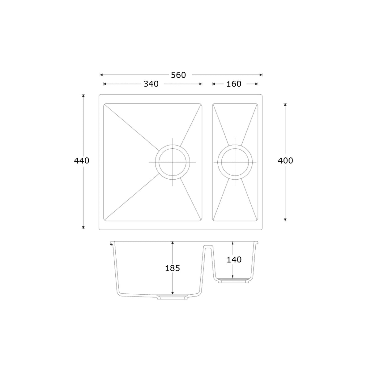 Astini Serena 1.5 Bowl Stainless Steel Undermount Kitchen Sink & Waste