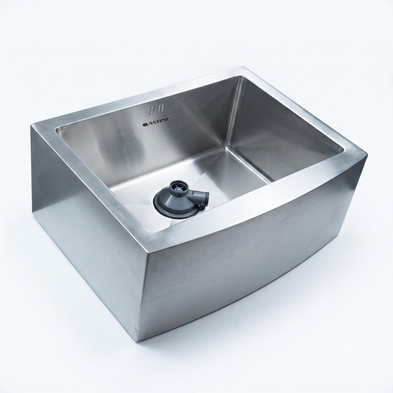 Astini Belfast 600 1.0 Bowl Curved Brushed Stainless Steel Kitchen Sink & Waste