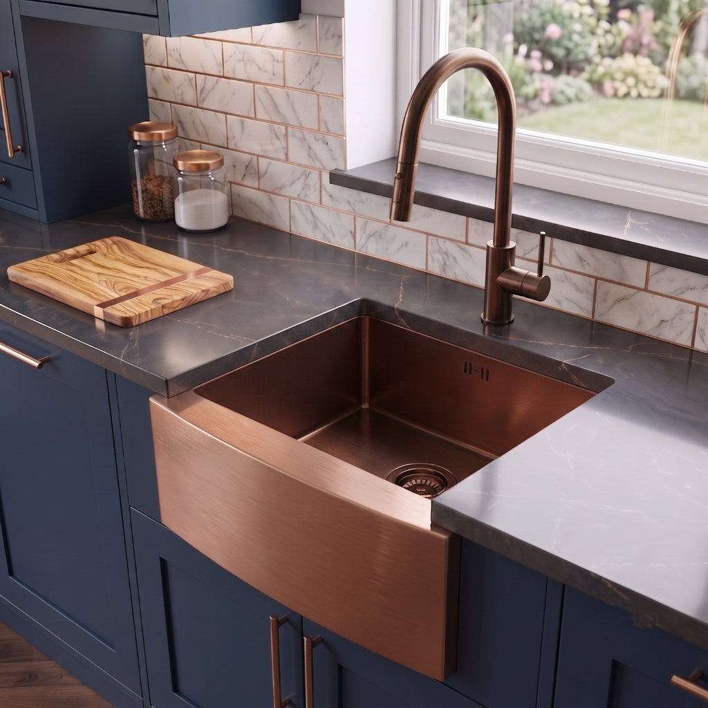 Astini Belfast 600 1.0 Bowl Curved Brushed Stainless Steel Kitchen Sink & Waste