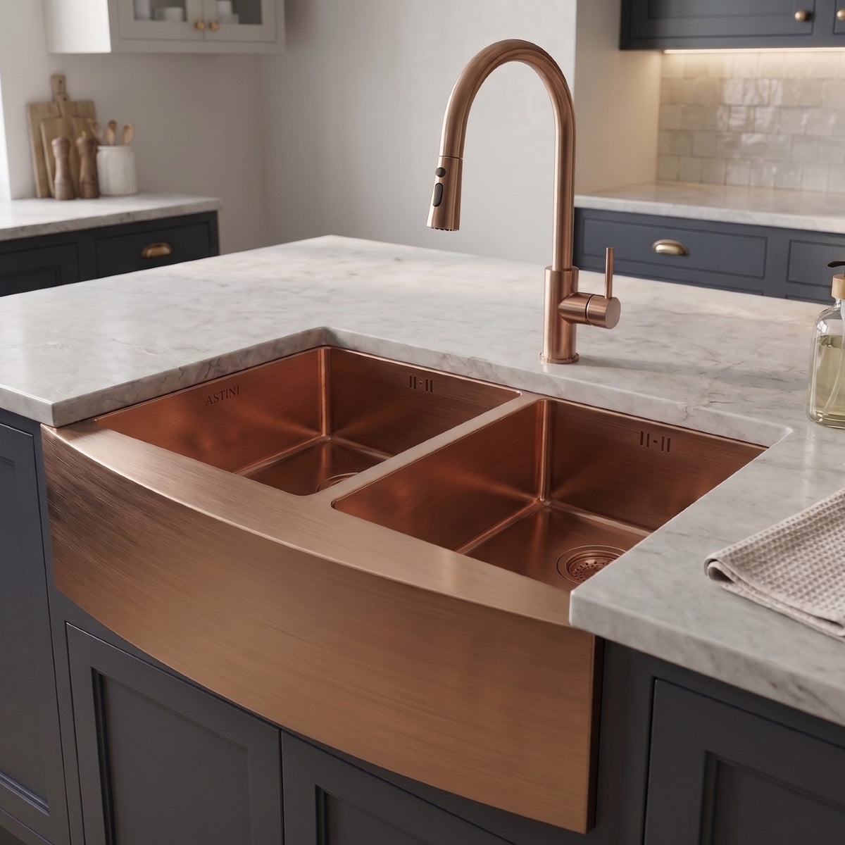 Astini Belfast 800 2.0 Bowl Curved Brushed Stainless Steel Kitchen Sink & Waste