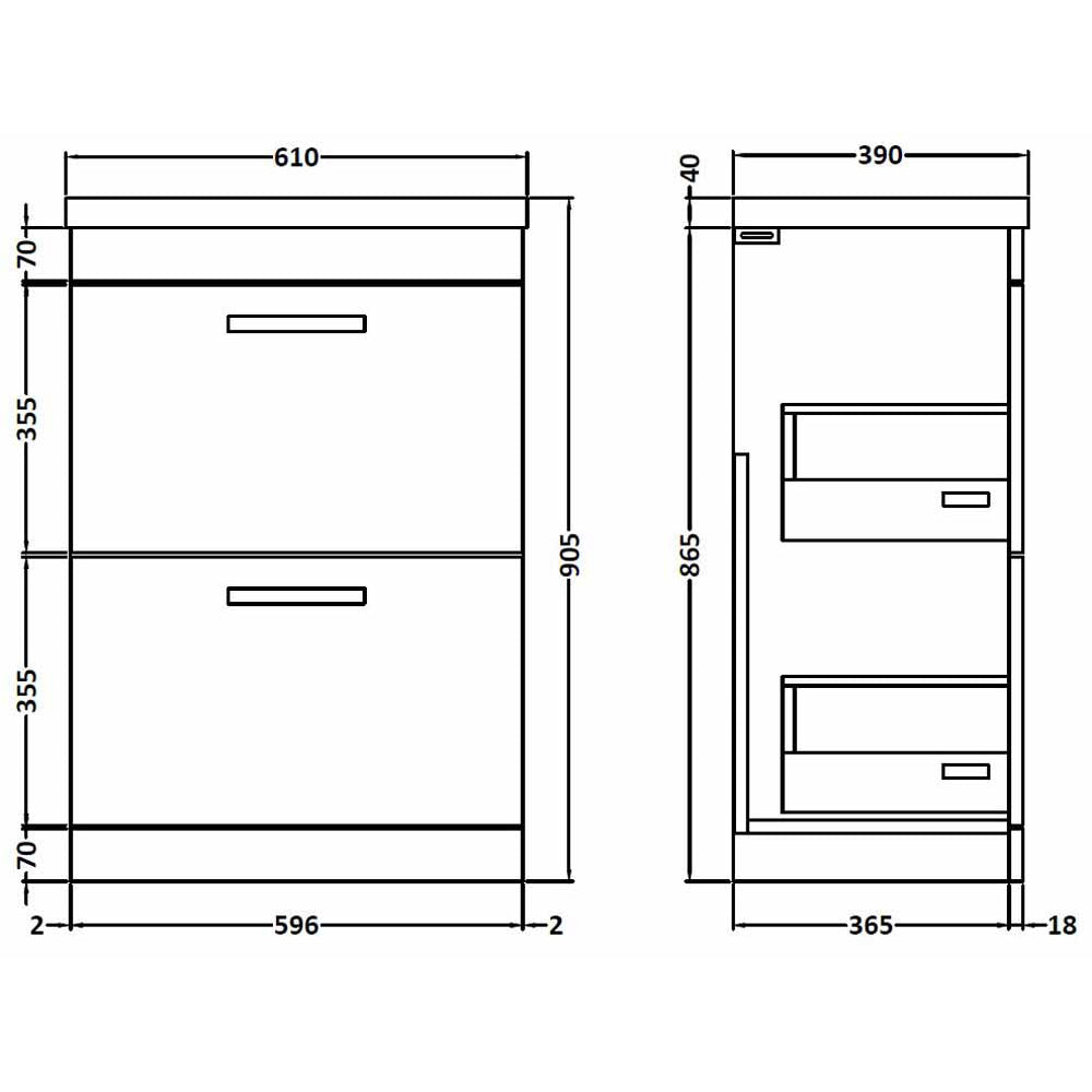 Nuie Athena Stone Grey Floor Standing 600mm Cabinet & Basin 1 - ATH035A