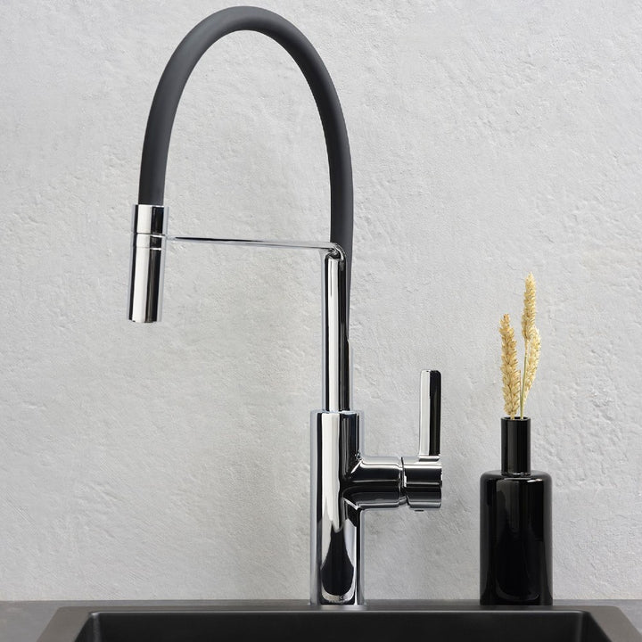 Reginox Aurora Chrome Pull Out Spray Single Lever Kitchen Sink Tap
