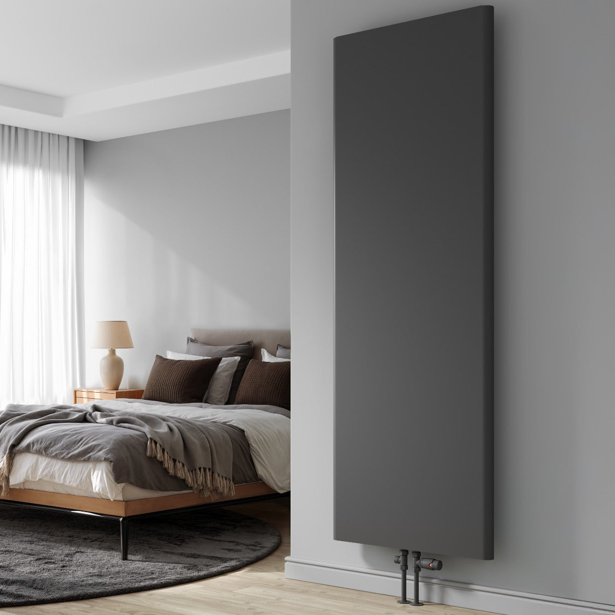 Reina Borda Mild Steel Wall Mounted Heated Towel Rail Radiator Anthracite