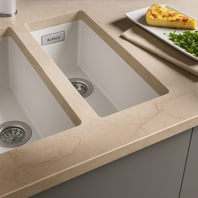 White 0.5 Bowl Kitchen Sinks