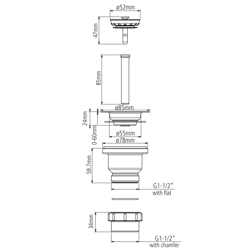 Caple 65mm Stainless Steel Belfast Basket Strainer Waste