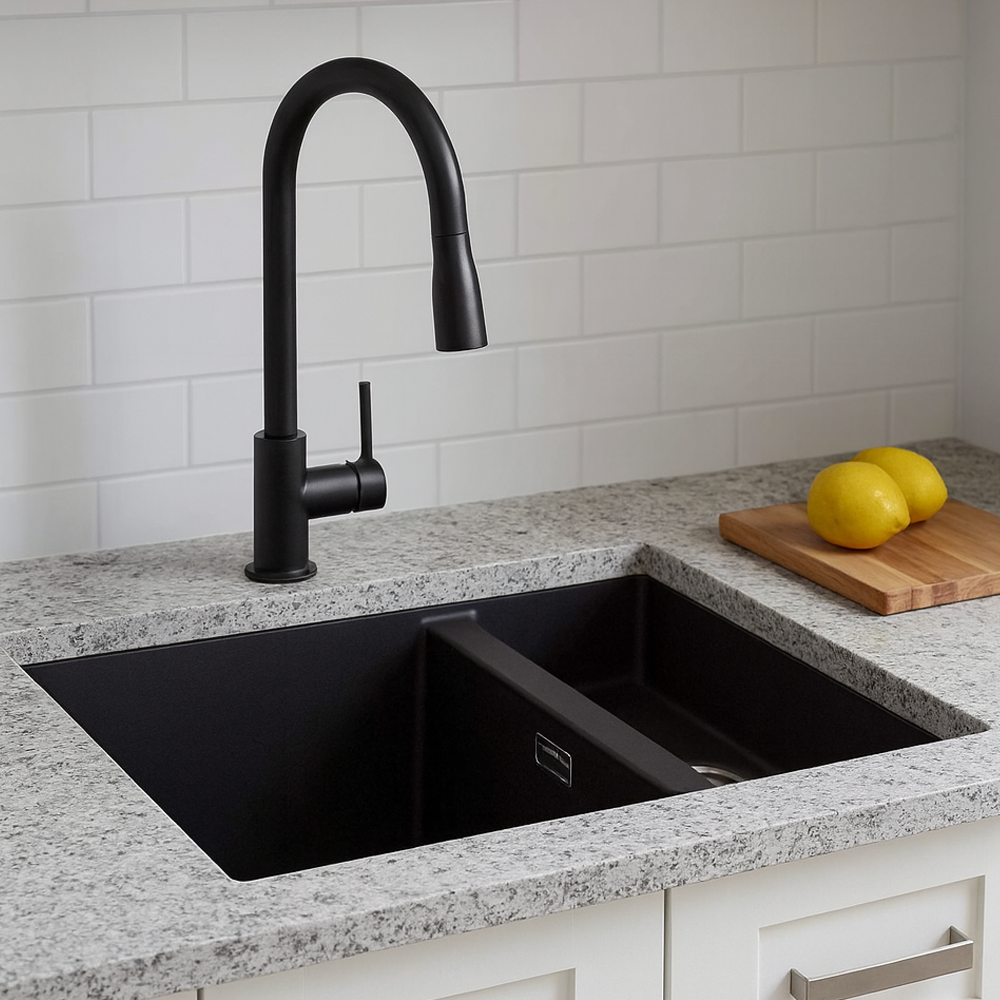 Caple Leesti 1.5 Bowl Granite Undermount Kitchen Sink & Waste