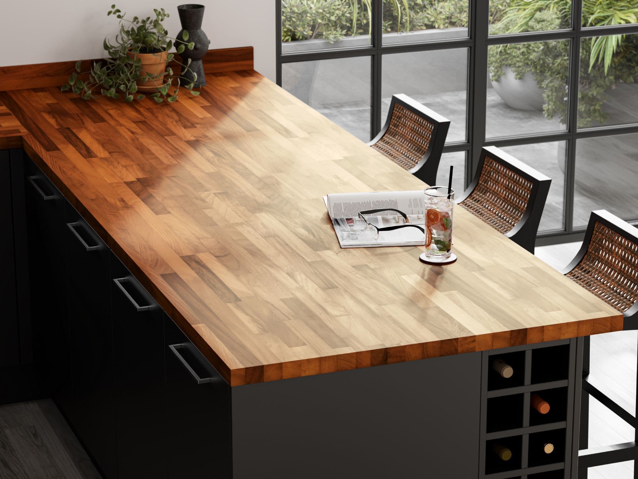 Deterra Solid Iroko Real Wood Kitchen Upstand