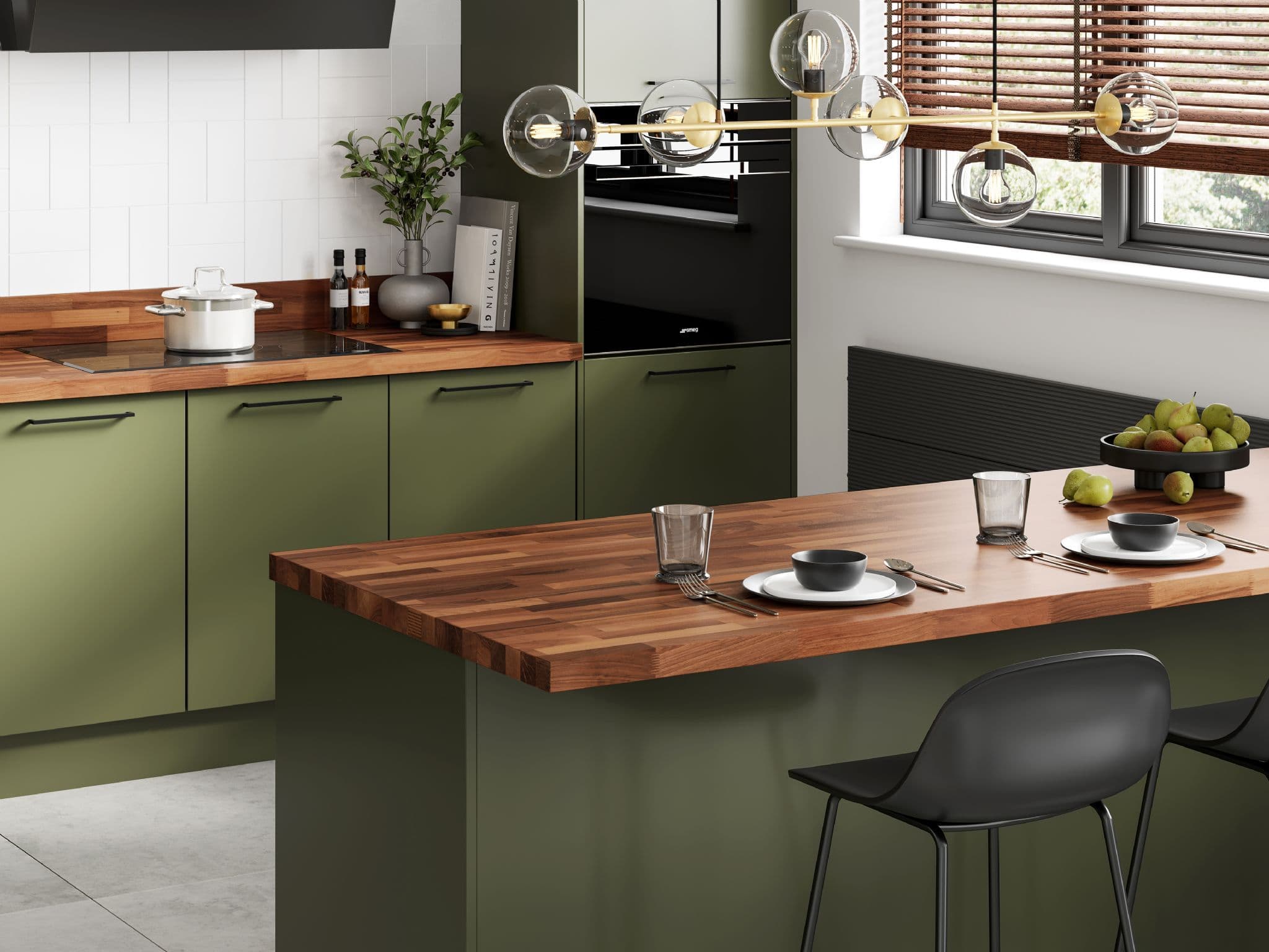 Deterra Solid Walnut Real Wood Kitchen Worktops 40mm (T)
