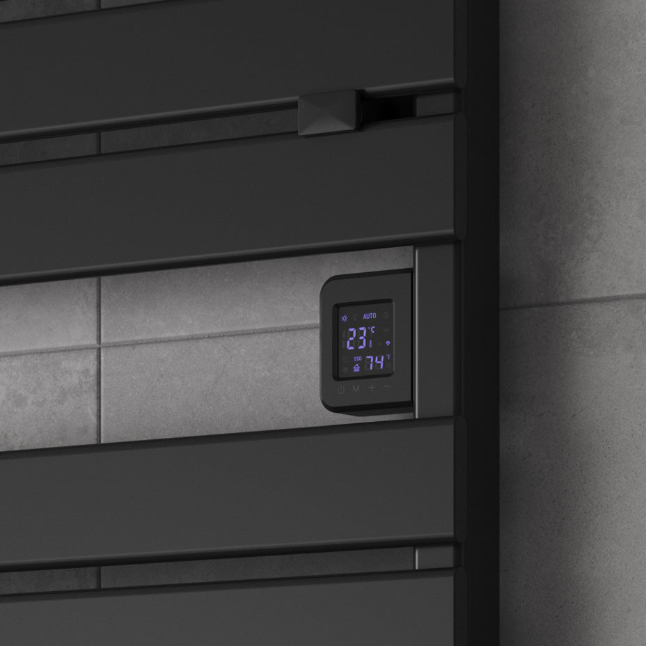 Reina Gia Aluminium Wall Mounted Heated Towel Rail Radiator Black