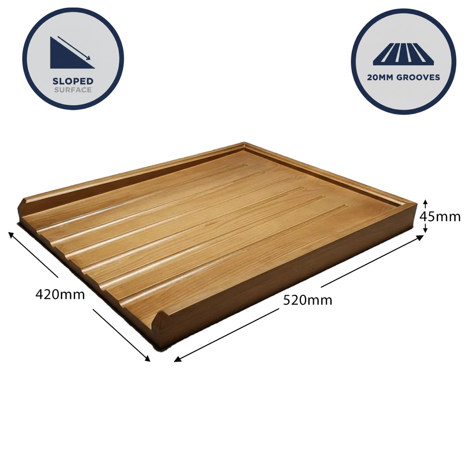 Astini Traditional Wooden Kitchen Sink Drainer Board - Solid Pine Wood