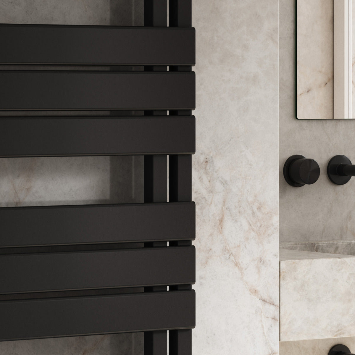 Reina Pettino Mild Steel Wall Mounted Heated Towel Rail Radiator Black