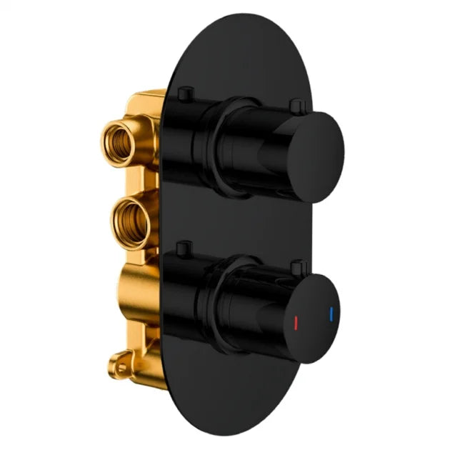 RAK Showering Black Thermostatic Dual Outlet Concealed Shower Valve RAKSHW3202RB