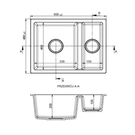 Technical drawing of a kitchen sink with dimensions