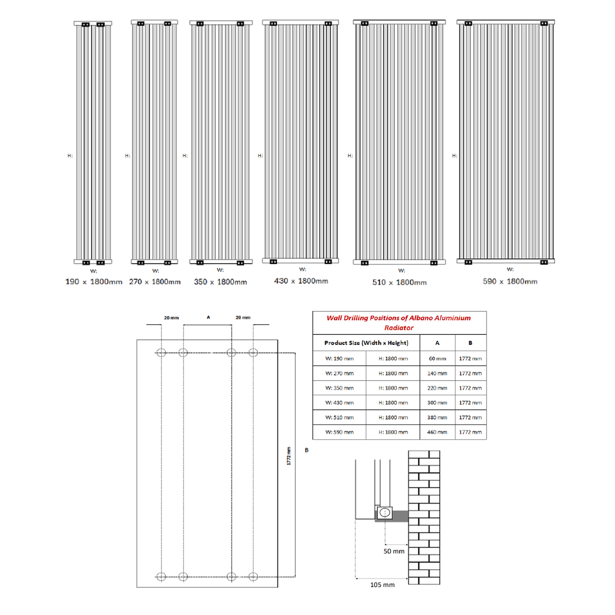 Reina Albano Aluminium Wall Mounted Heated Towel Rail Radiator White