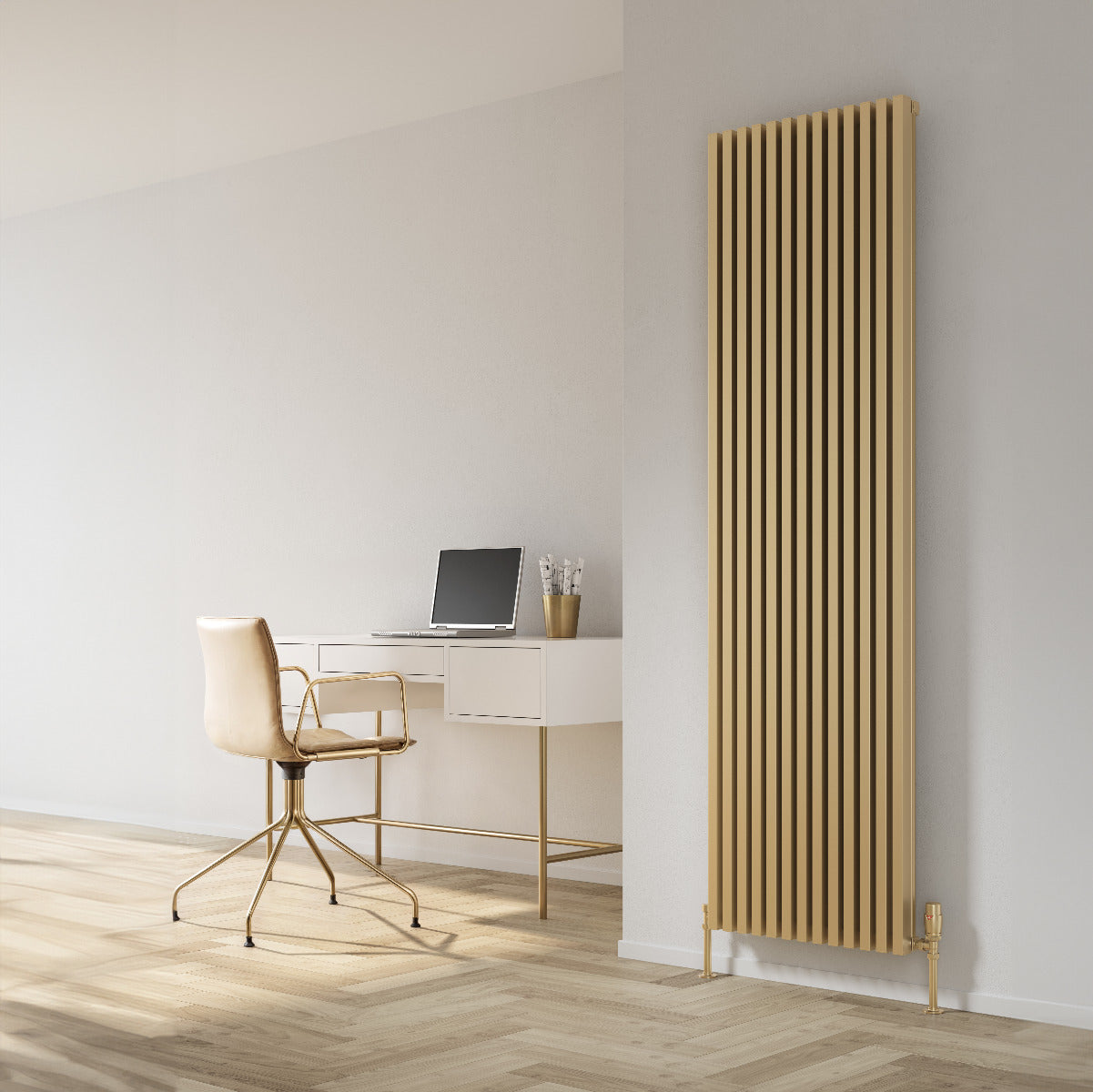 Reina Albano Aluminium Wall Mounted Heated Towel Rail Radiator Brass