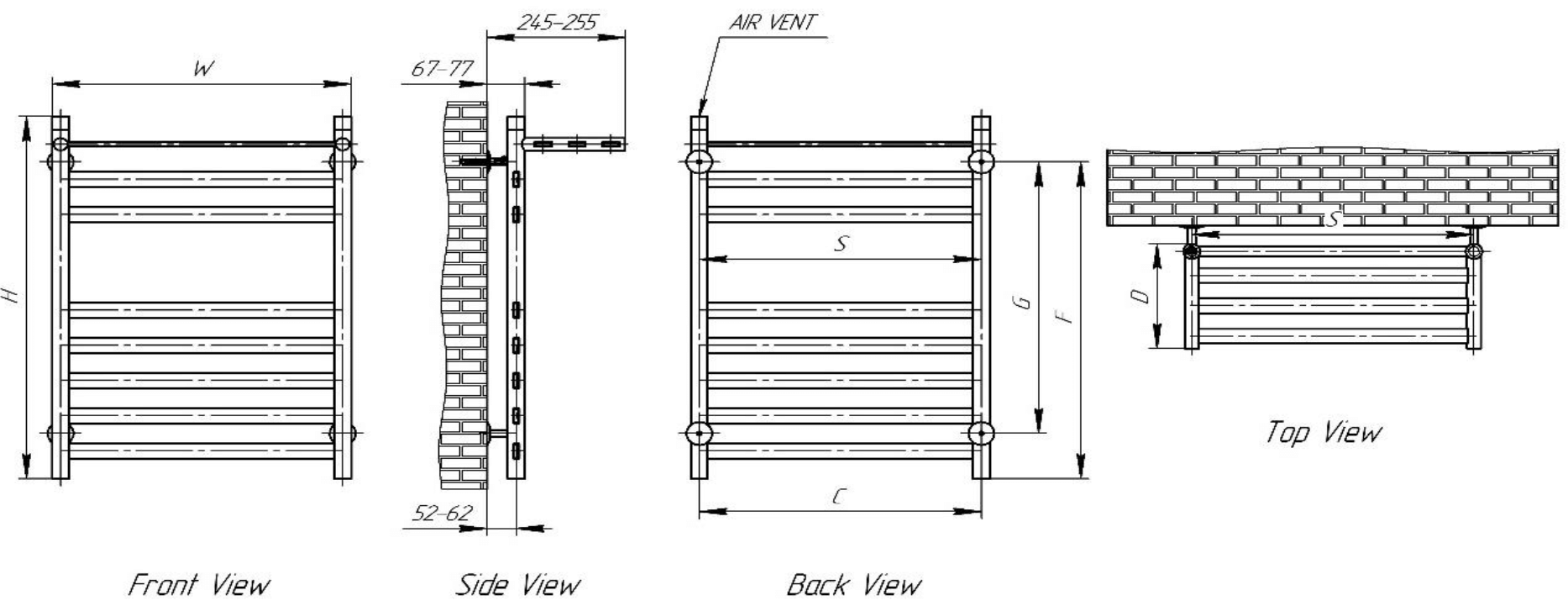 Reina Alento Stainless Steel Wall Mounted Heated Towel Rail Radiator Polished