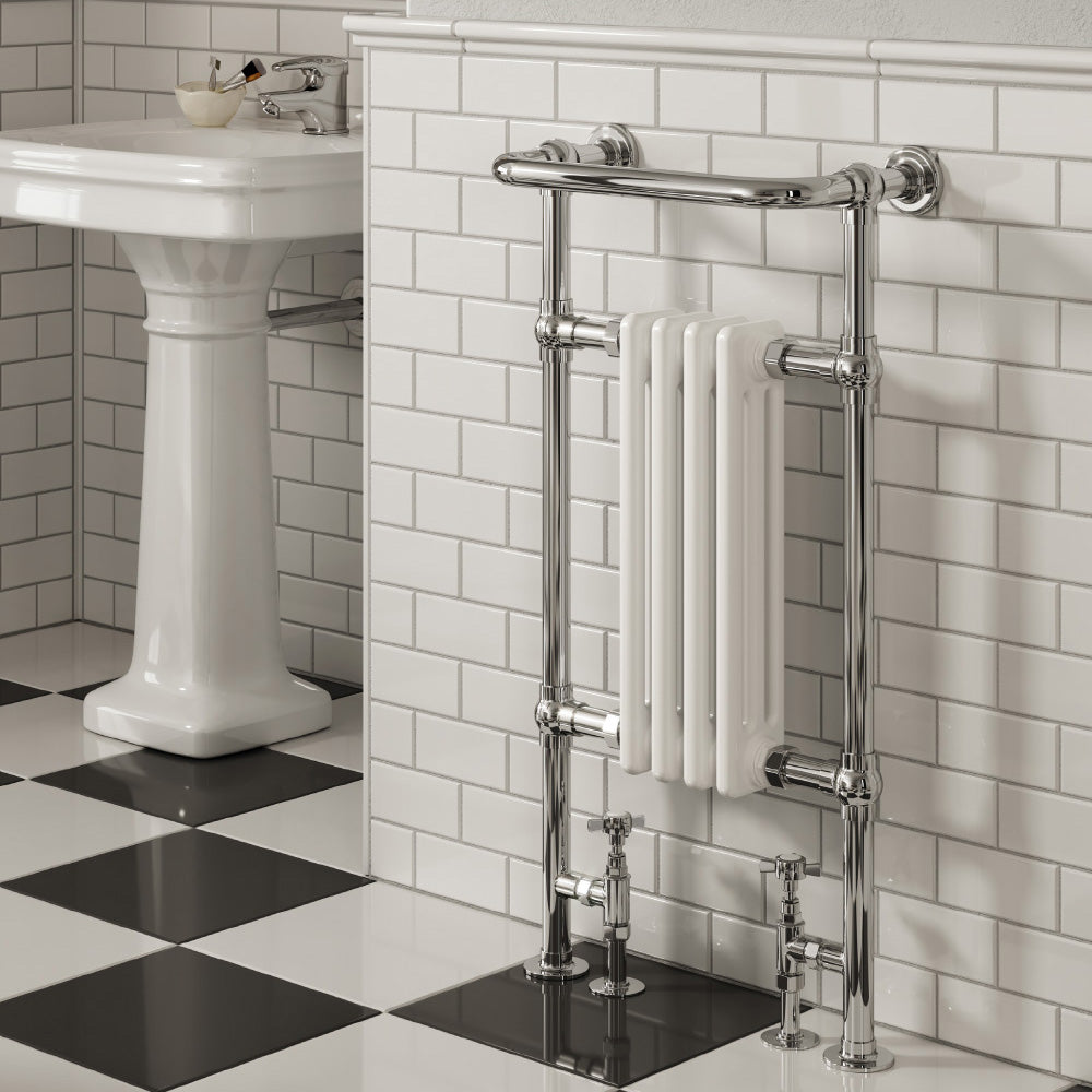 Reina Alicia Mild Steel 950x475 Chrome/White Towel Rail