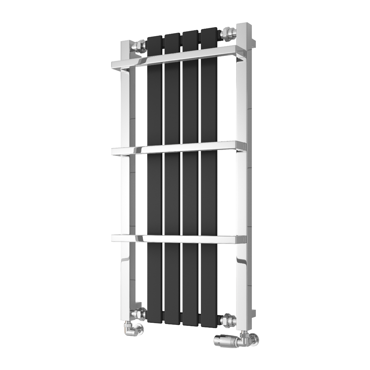 Reina Ashen Mild Steel Wall Mounted Heated Towel Rail Radiator Black