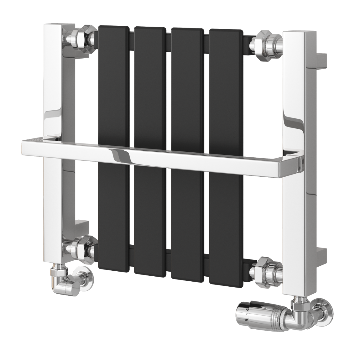 Reina Ashen Mild Steel Wall Mounted Heated Towel Rail Radiator Black