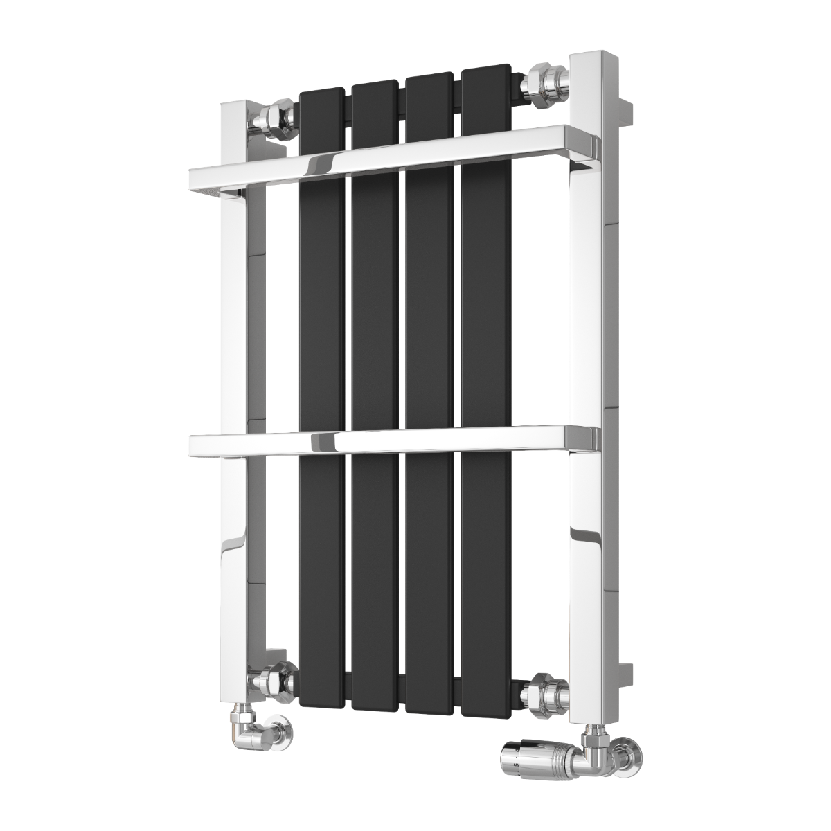 Reina Ashen Mild Steel Wall Mounted Heated Towel Rail Radiator Black
