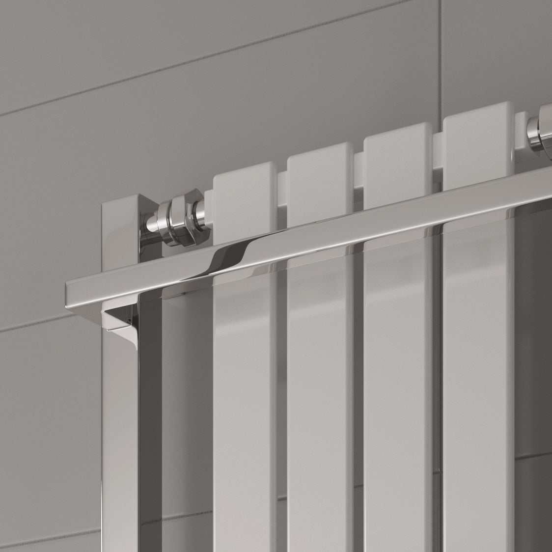 Reina Ashen Mild Steel Wall Mounted Heated Towel Rail Radiator White