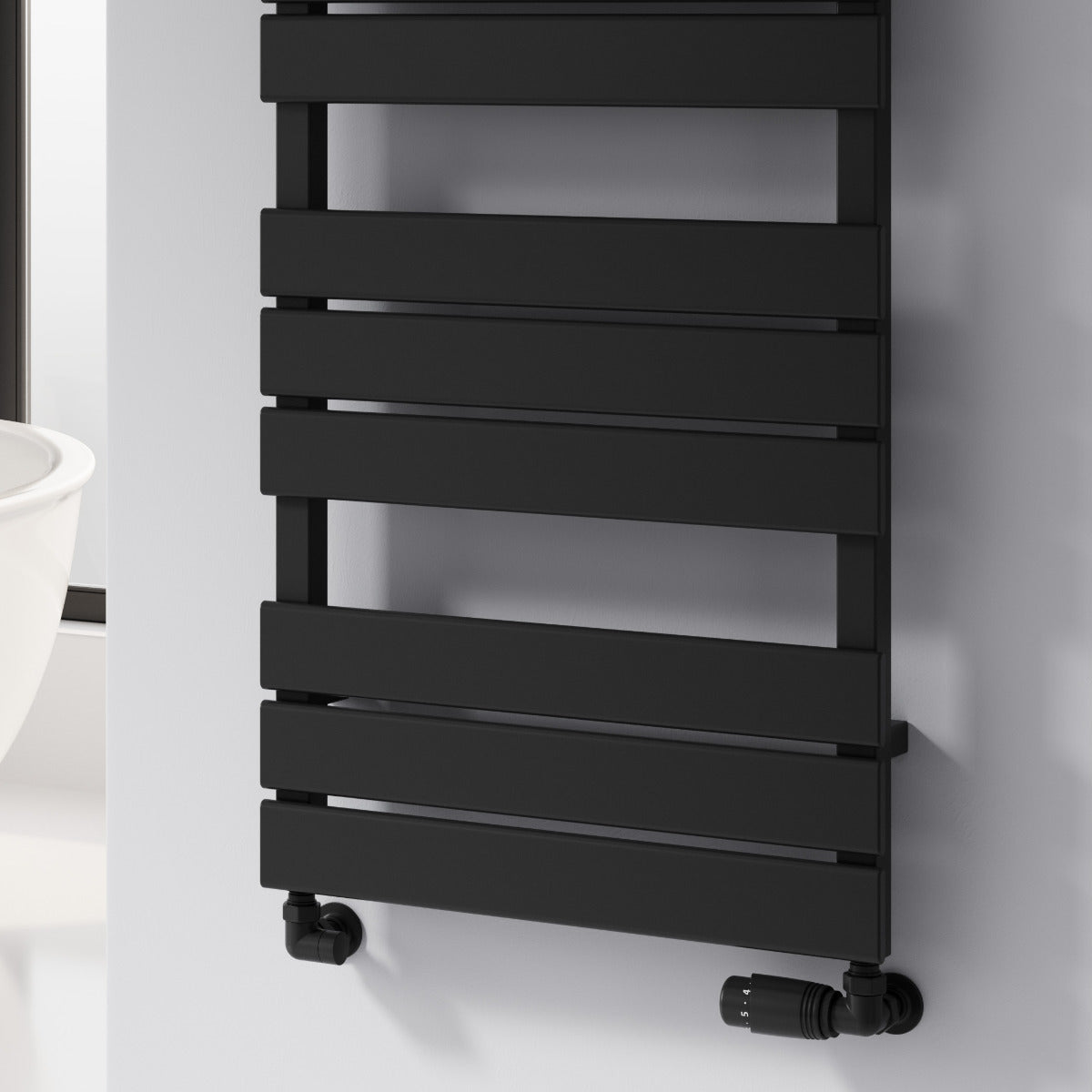 Reina Avola Mild Steel Wall Mounted Heated Towel Rail Radiator Black
