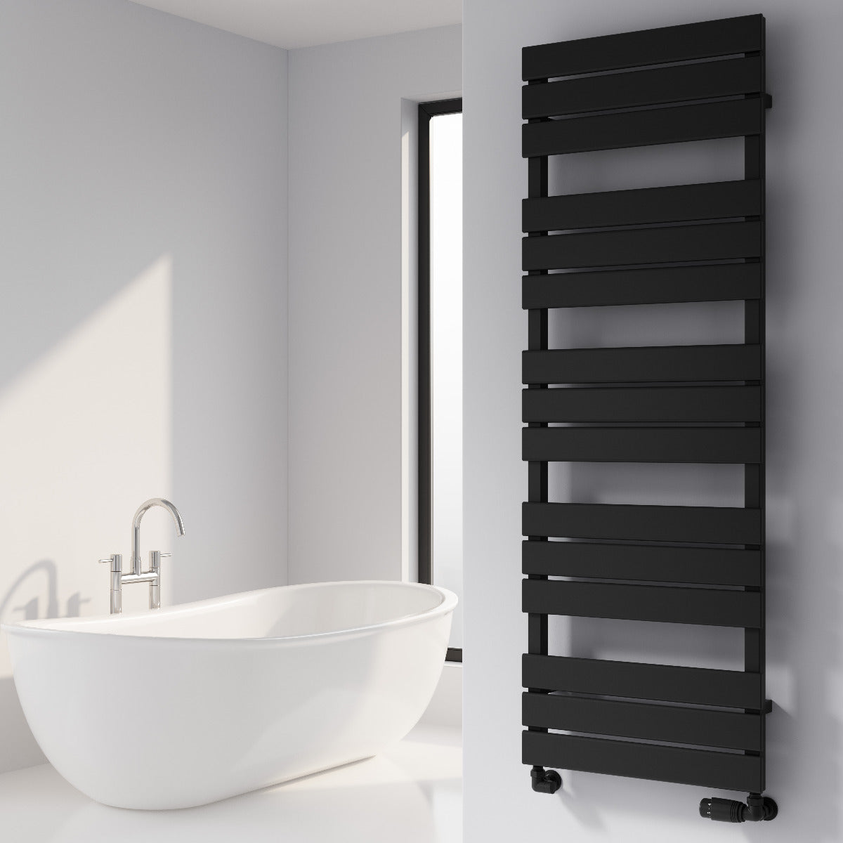 Reina Avola Mild Steel Wall Mounted Heated Towel Rail Radiator Black
