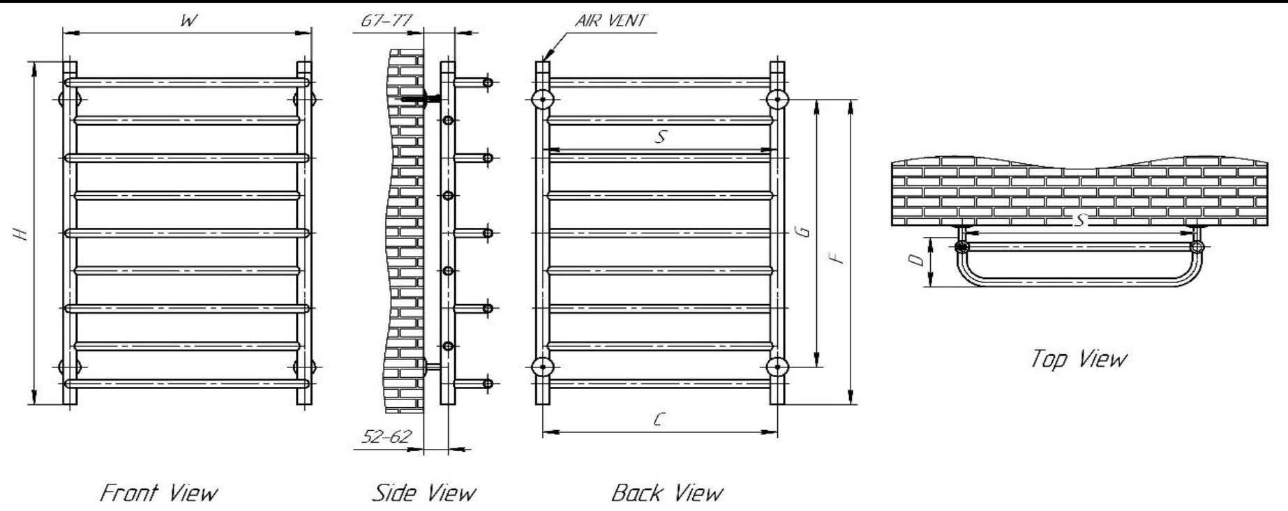 Reina Belbo Stainless Steel Wall Mounted Heated Towel Rail Radiator Polished