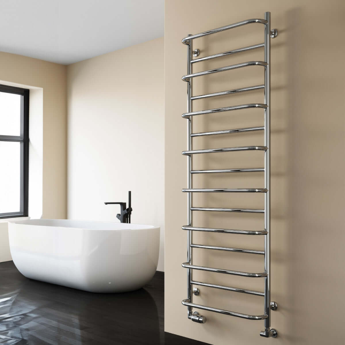 Reina Belbo Stainless Steel Wall Mounted Heated Towel Rail Radiator Polished
