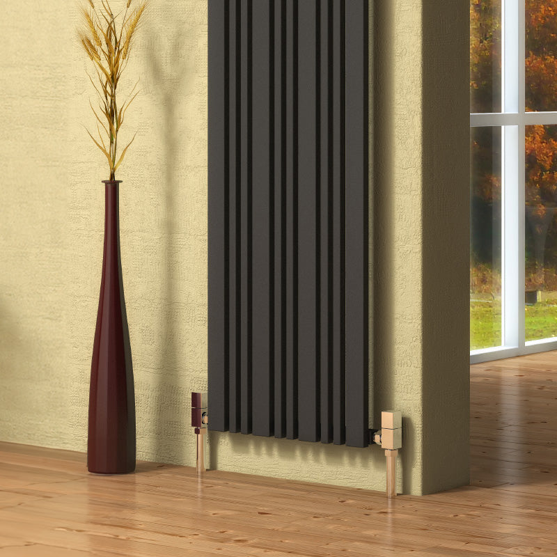 Reina Bonera Vertical Mild Steel Wall Mounted Heated Towel Rail Radiator Anthracite