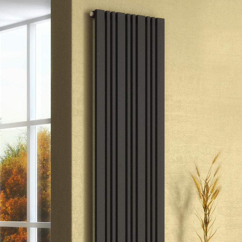 Reina Bonera Vertical Mild Steel Wall Mounted Heated Towel Rail Radiator Anthracite