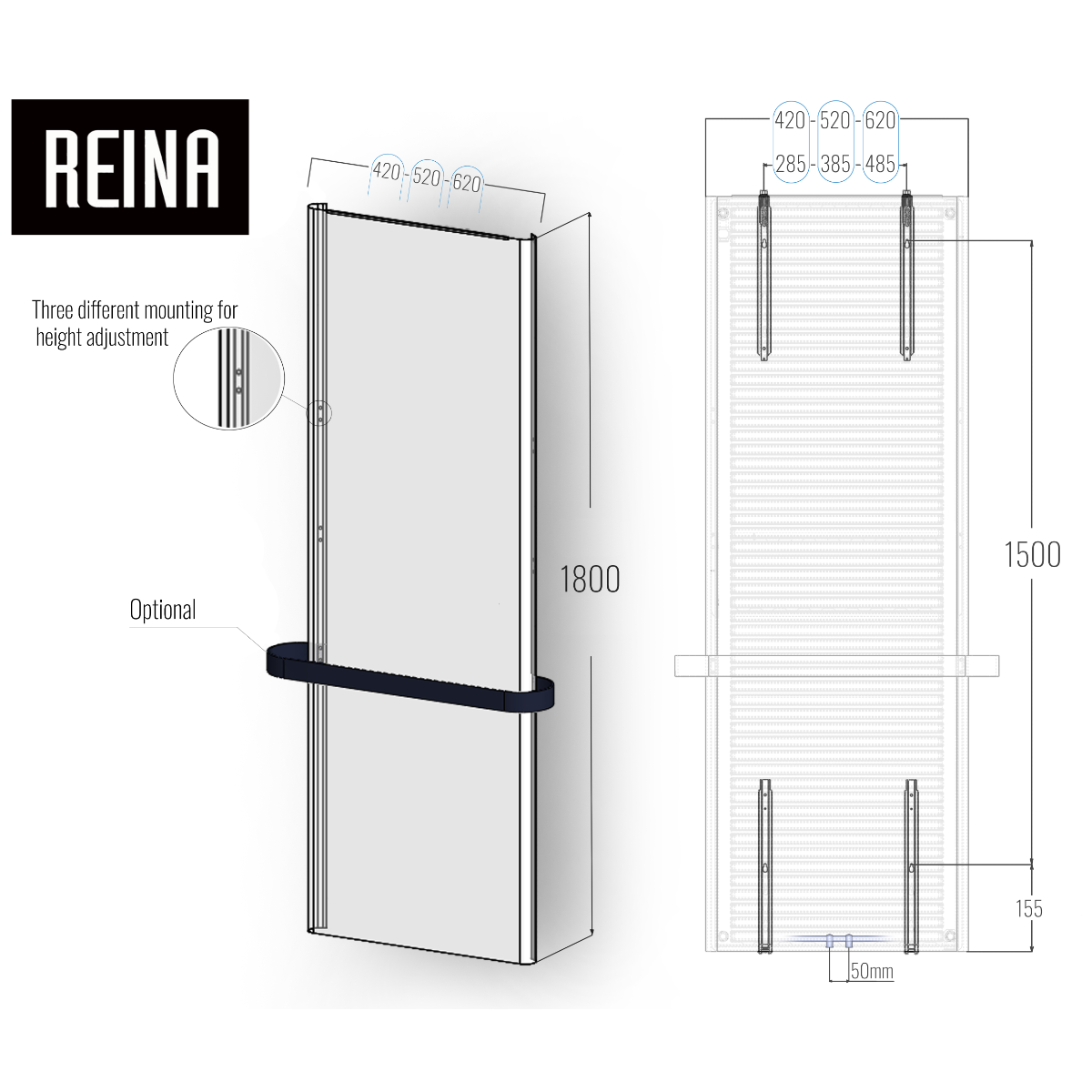 Reina Borda Mild Steel Wall Mounted Heated Towel Rail Radiator Anthracite