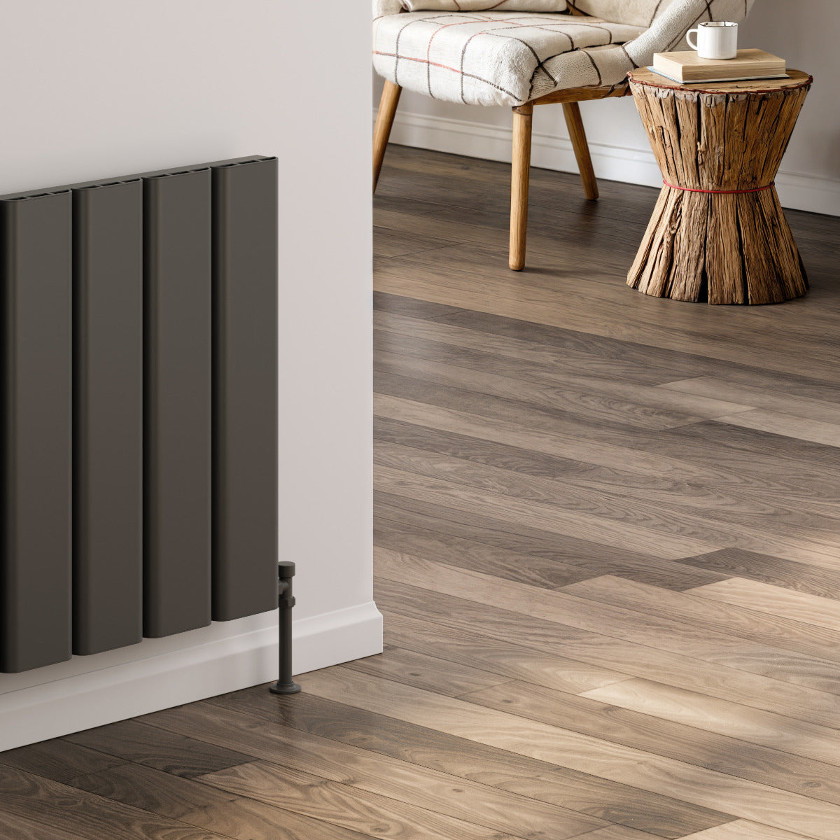 Reina Caldaro Horizontal Aluminium Wall Mounted Heated Towel Rail Radiator Anthracite