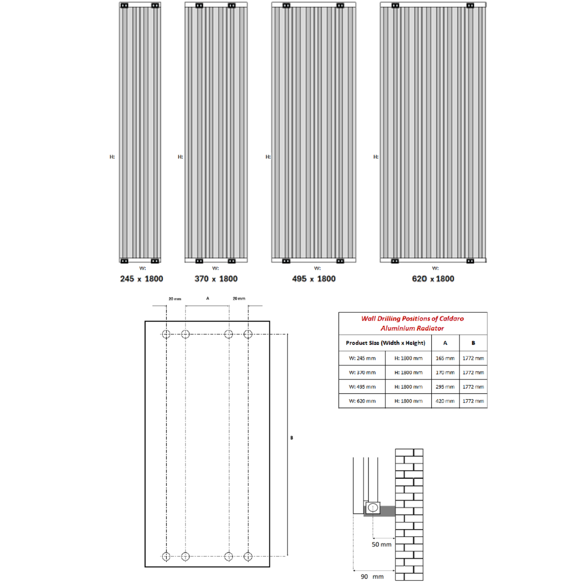 Reina Caldaro Vertical Aluminium Wall Mounted Heated Towel Rail Radiator White