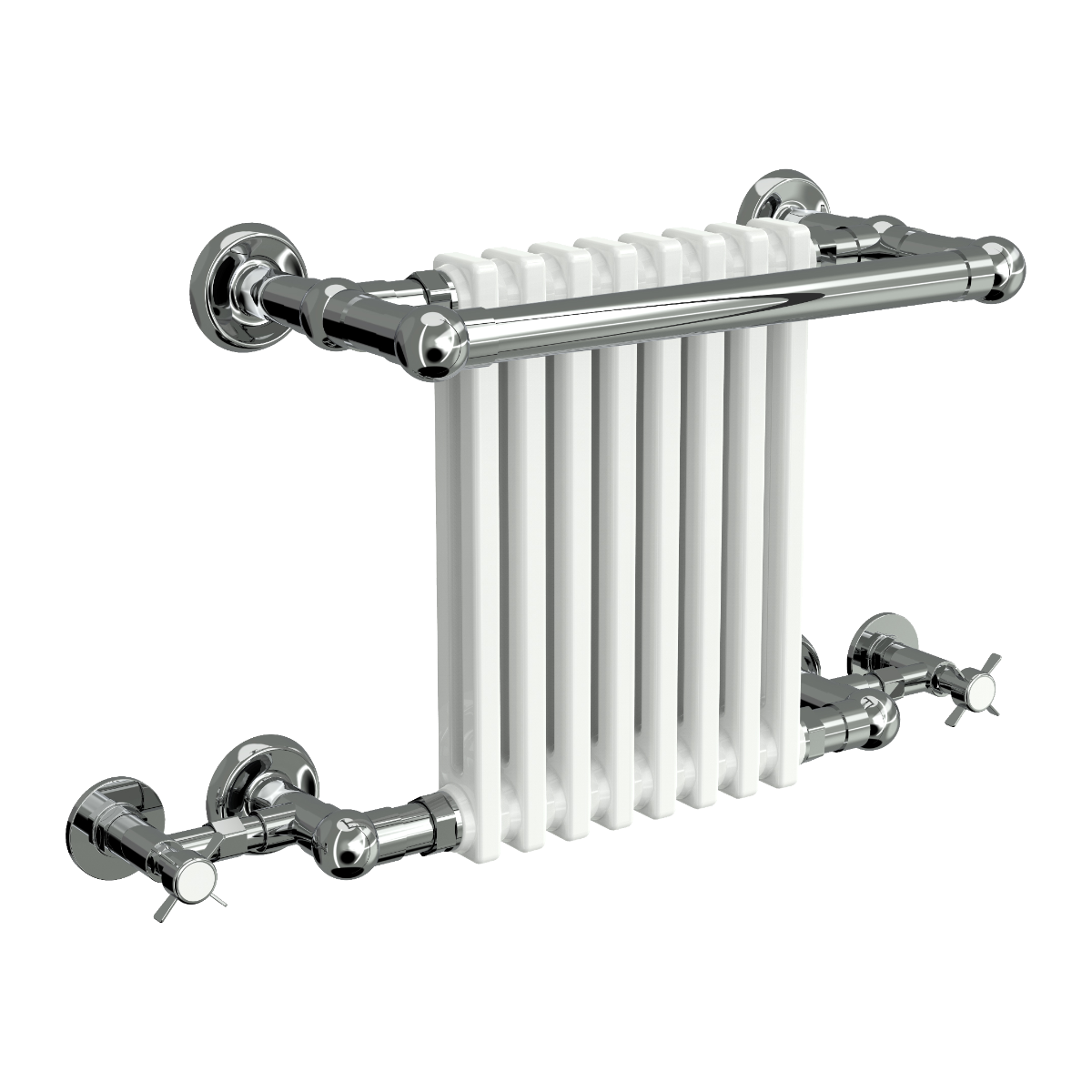 Reina Camden Mild Steel Wall Mounted Heated Towel Rail Radiator Chrome/White