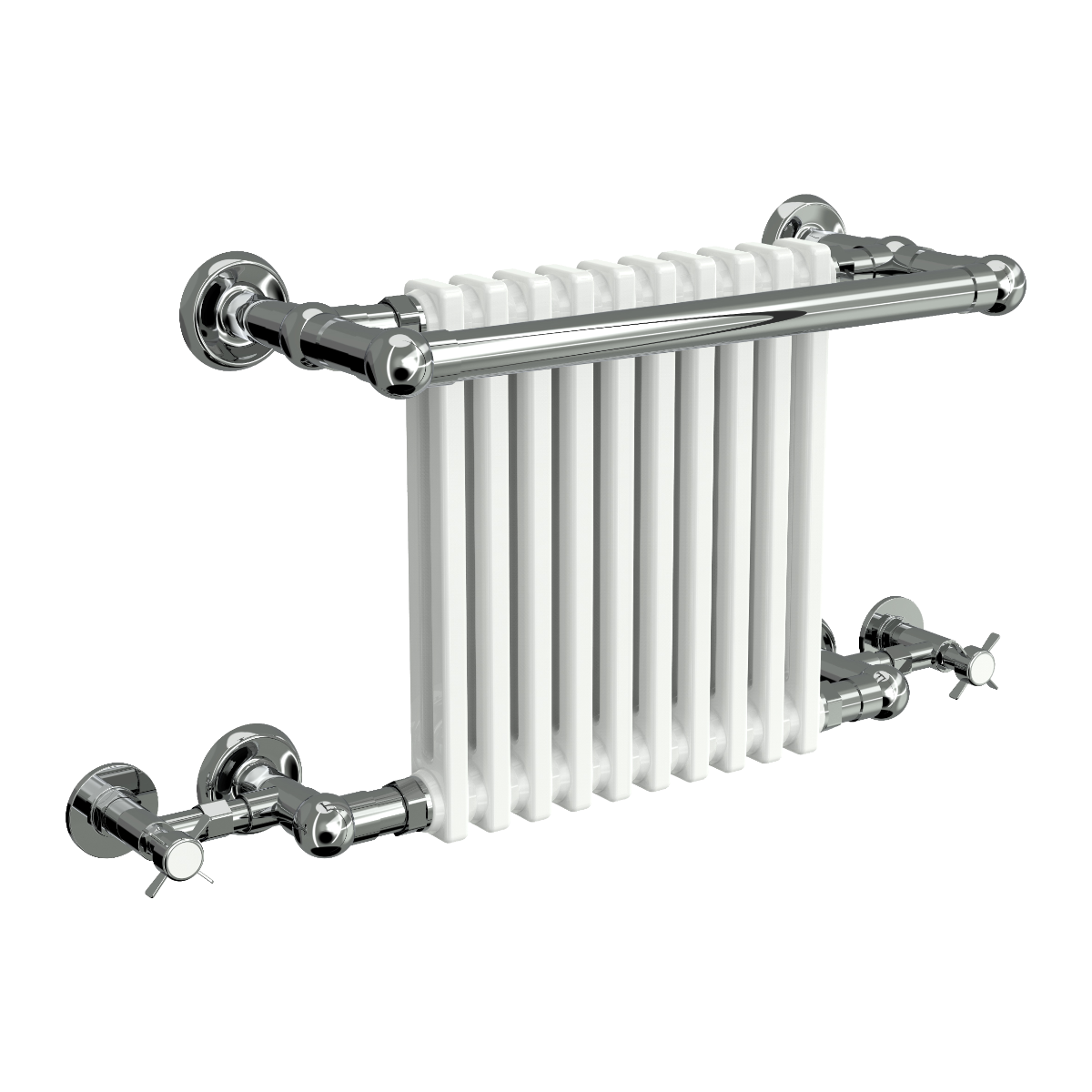 Reina Camden Mild Steel Wall Mounted Heated Towel Rail Radiator Chrome/White
