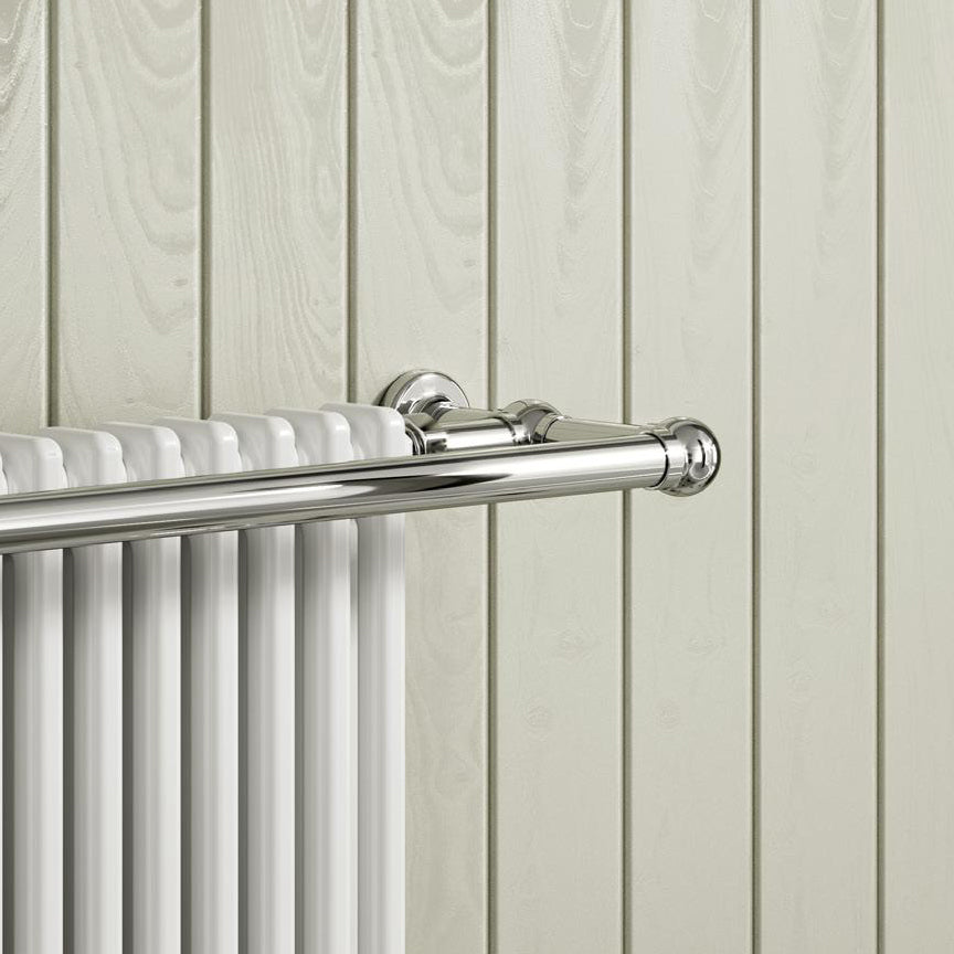 Reina Camden Mild Steel Wall Mounted Heated Towel Rail Radiator Chrome/White