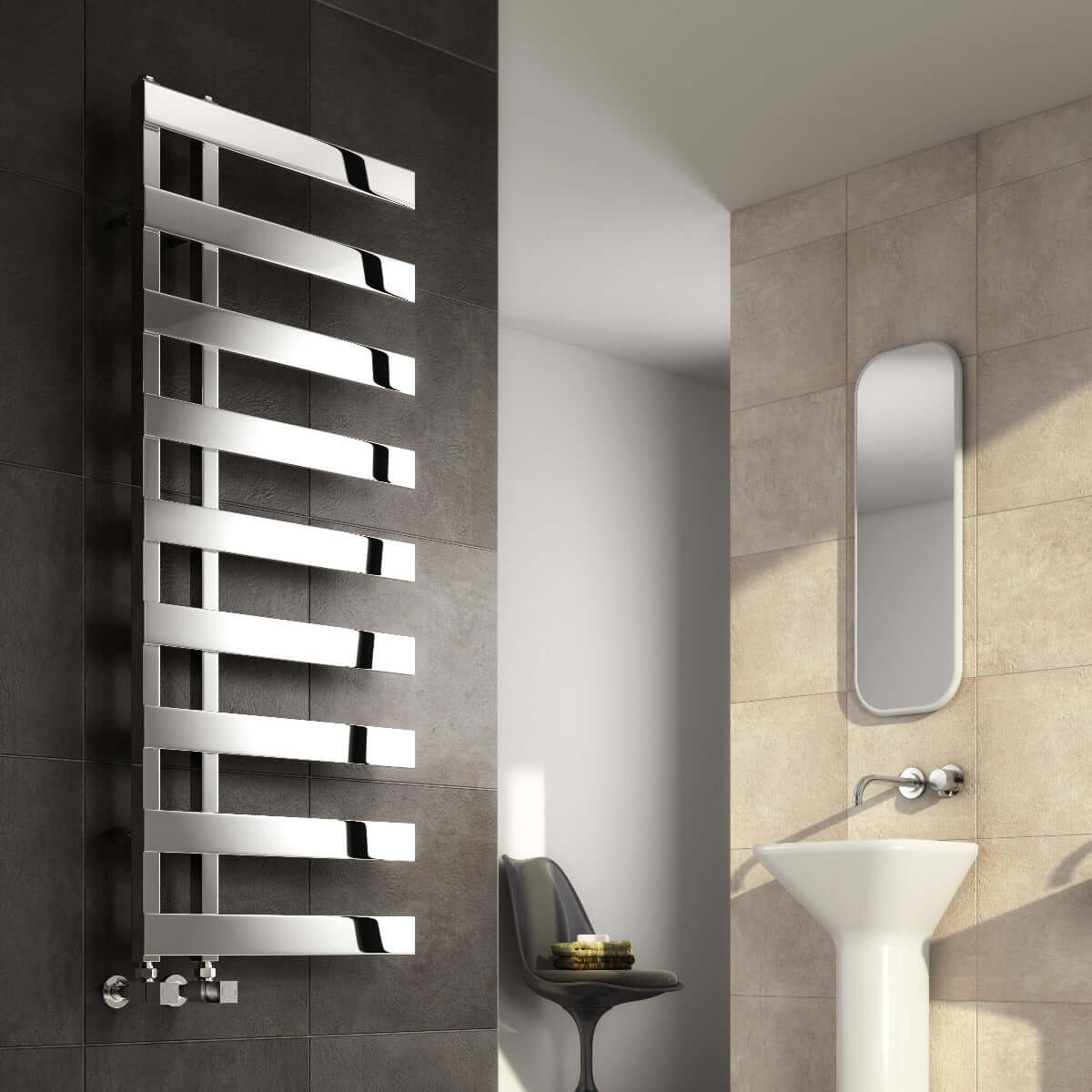 Reina Capelli Stainless Steel Wall Mounted Heated Towel Rail Radiator Polished