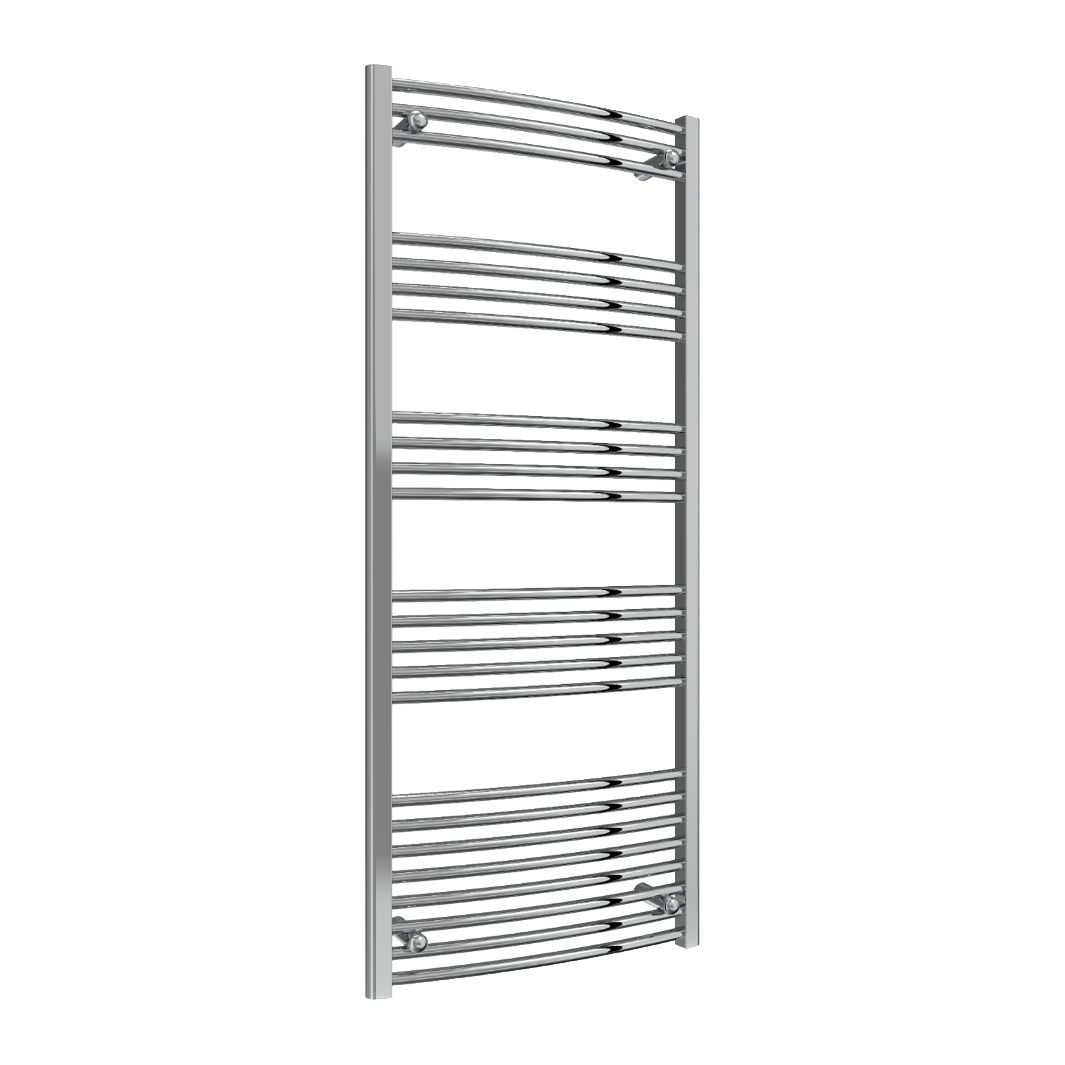 Reina Capo Curved Mild Steel Wall Mounted Heated Towel Rail Radiator Chrome