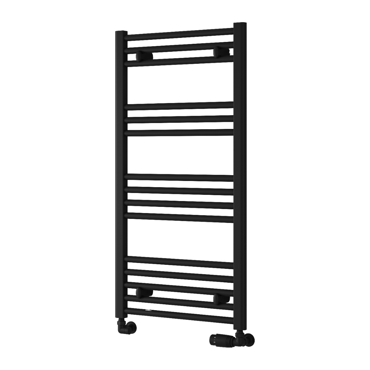 Reina Capo Flat Mild Steel Wall Mounted Heated Towel Rail Radiator Black