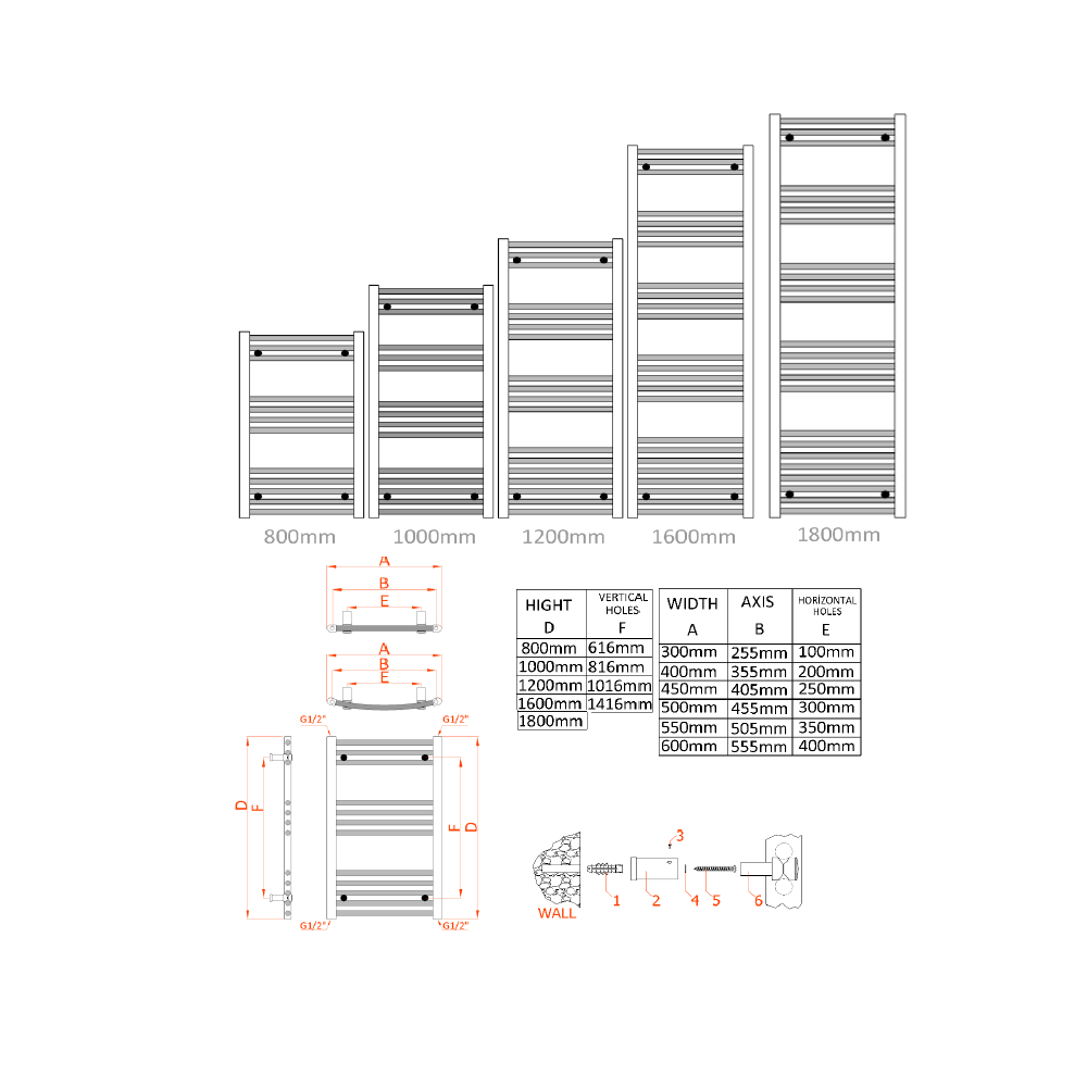 Reina Capo Flat Mild Steel Wall Mounted Heated Towel Rail Radiator Black
