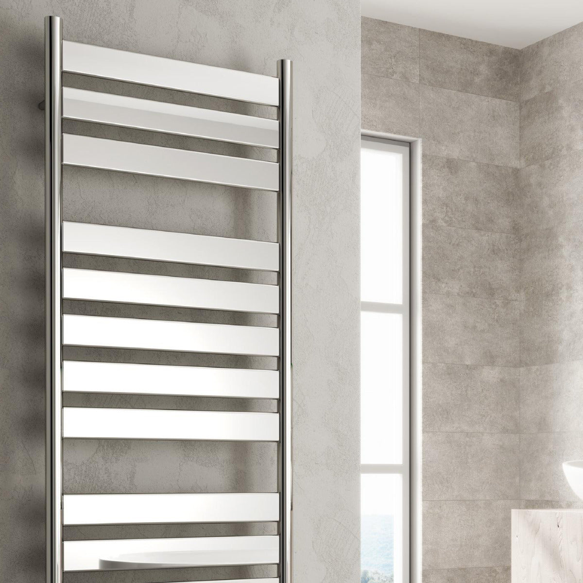Reina Carpi Mild Steel Wall Mounted Heated Towel Rail Radiator Chrome
