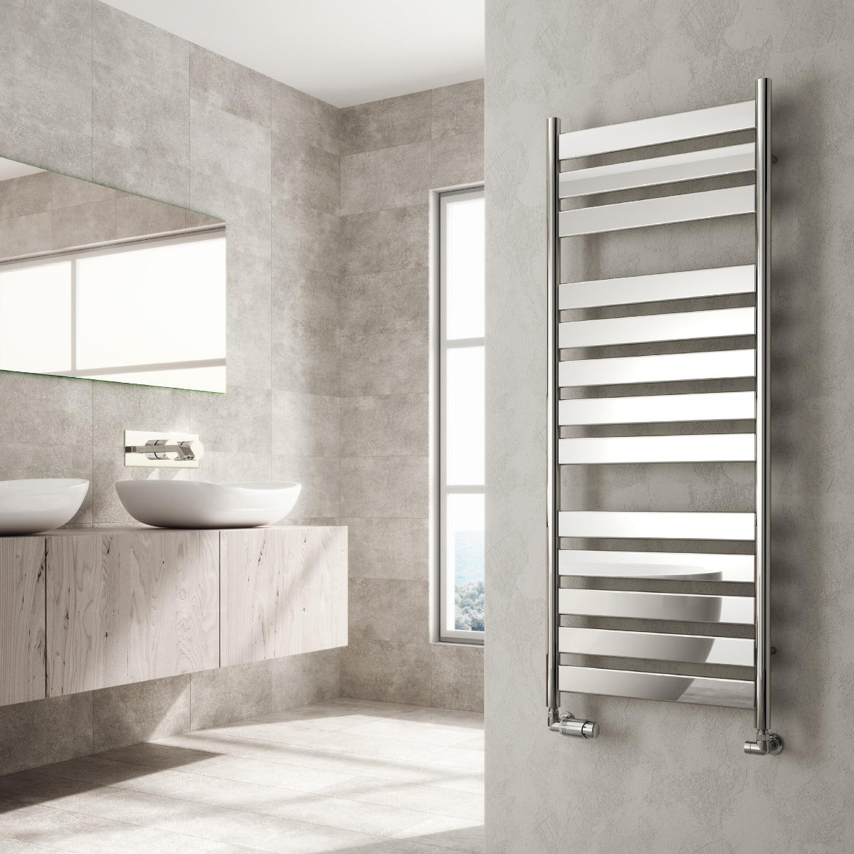 Reina Carpi Mild Steel Wall Mounted Heated Towel Rail Radiator Chrome