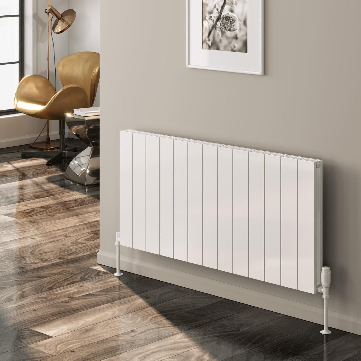 Reina Casina Horizontal Double Aluminium Wall Mounted Heated Towel Rail Radiator White