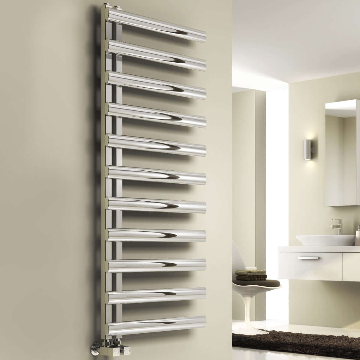 Reina Cavo Stainless Steel Wall Mounted Heated Towel Rail Radiator Polished